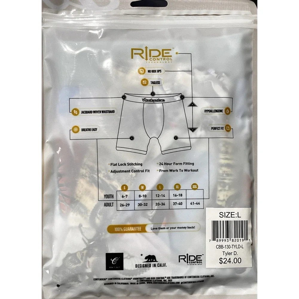 Men's Contenders Ride Control Boxer Briefs - Size L - Tyler D Moto NWT - Picture 4 of 4